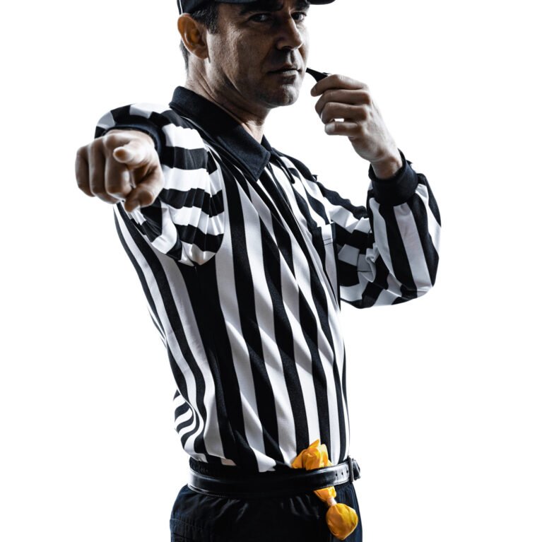 american football referee whistle whistling in silhouettes on white background